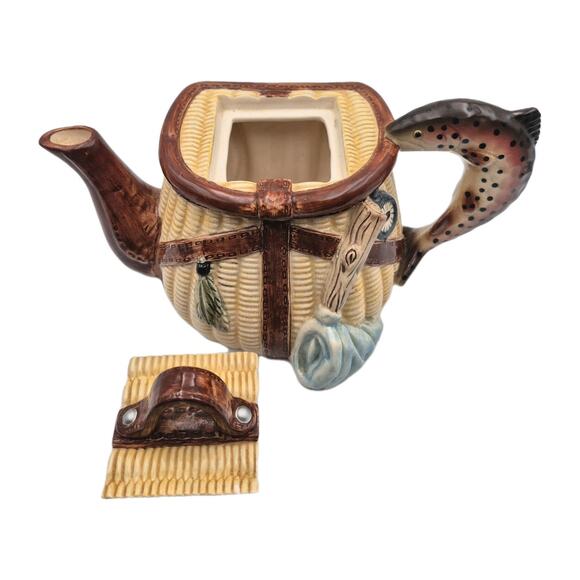 Big Sky Carvers Trout Whimsey Ceramic Teapot RU Finney Fishing 11.5x7x7" - Picture 9 of 14